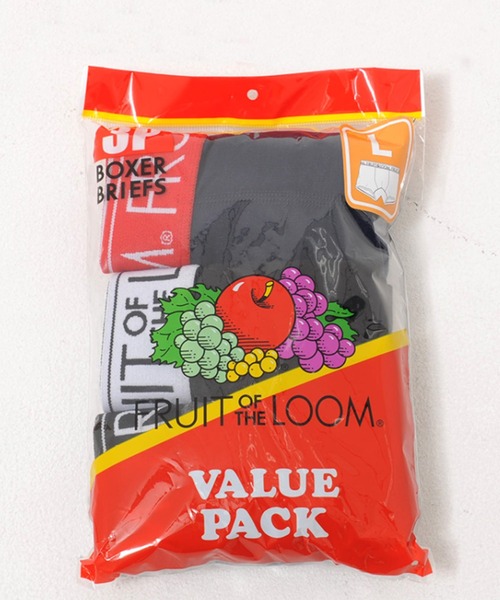 FRUIT OF THE LOOM（フルーツオブザルーム）の「【FRUIT OF THE LOOM】TCフライス ボクサーパンツ3P / アウトゴム ロゴ入り ボクサーブリーフ 3枚セット（ボクサーパンツ・メンズ・ブラック/ネイビー・M/L/XL）」の4枚目の写真