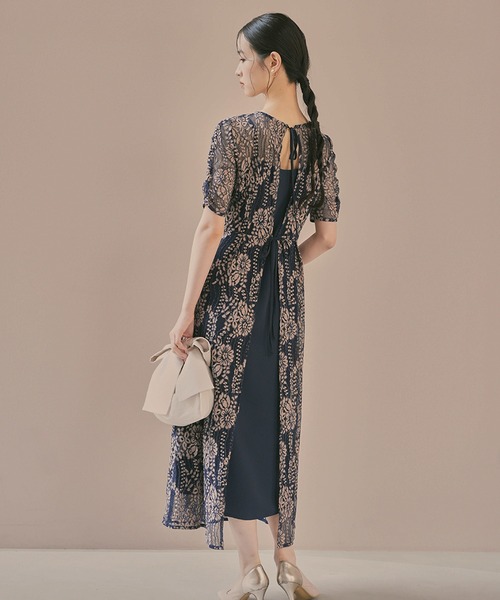 配色レースエプロンワンピース【結婚式 二次会 同窓会 謝恩会 お呼ばれドレス】 配色レースエプロンワンピース【結婚式 二次会 同窓会 謝恩会 お呼ばれ