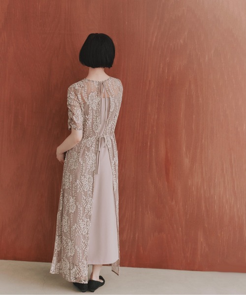 kaene（カエン）の「配色レースエプロンワンピース【結婚式 二次会