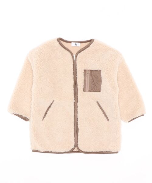 ＆yam（アンドヤム）の「パイピング・ボアロングコート（その他アウター・キッズ・ベージュ/ブラウン・100/110/120/130/140/150/160）」の2枚目の写真