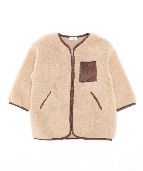 ＆yam（アンドヤム）の「パイピング・ボアロングコート（その他アウター・キッズ・ベージュ/ブラウン・100/110/120/130/140/150/160）」の6枚目の写真