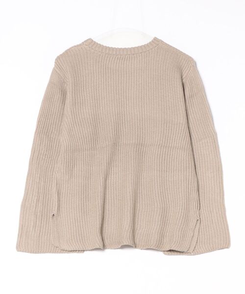 KOBE LETTUCE（コウベレタス）の「袖ボタンデザインニットトップス[C5141]（ニット/セーター・レディース・ブラック/イエロー系その他/グレイッシュベージュ・FREE）」の4枚目の写真