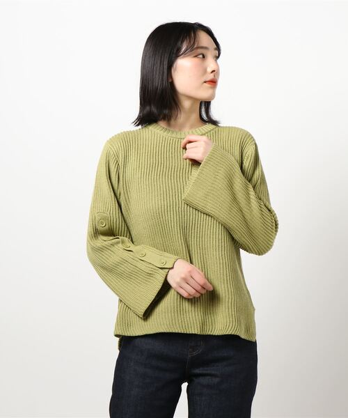 KOBE LETTUCE（コウベレタス）の「袖ボタンデザインニットトップス[C5141]（ニット/セーター・レディース・ブラック/イエロー系その他/グレイッシュベージュ・FREE）」の11枚目の写真