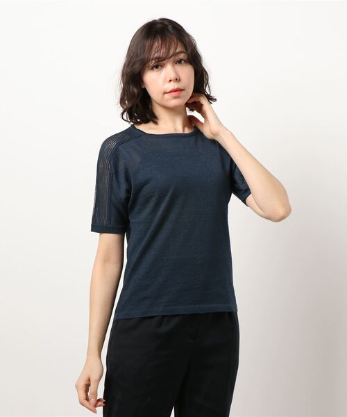 HANAE MORI(ハナエモリ)の「【HANAE MORI】ニット(ニット/セーター・レディース・ネイビー/オフホワイト/オレンジ・40/38)」の3枚目の写真