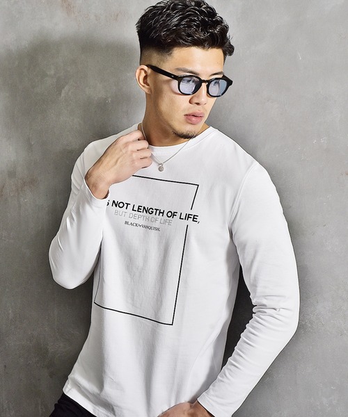 BLACK by VANQUISH（ブラックバイバンキッシュ）の「【Black by VANQUISH】BOXロゴロンT（Tシャツ/カットソー・メンズ・ブラック/ホワイト・M/L/XL）」の10枚目の写真