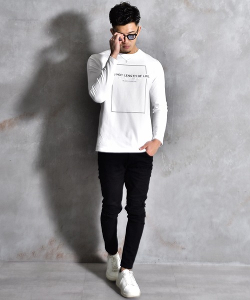 BLACK by VANQUISH（ブラックバイバンキッシュ）の「【Black by VANQUISH】BOXロゴロンT（Tシャツ/カットソー・メンズ・ブラック/ホワイト・M/L/XL）」の5枚目の写真