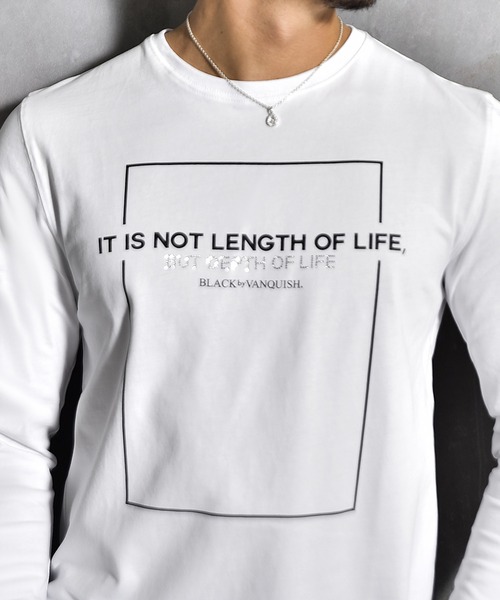 BLACK by VANQUISH（ブラックバイバンキッシュ）の「【Black by VANQUISH】BOXロゴロンT（Tシャツ/カットソー・メンズ・ブラック/ホワイト・M/L/XL）」の6枚目の写真