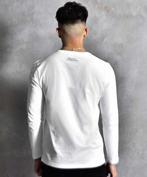 BLACK by VANQUISH（ブラックバイバンキッシュ）の「【Black by VANQUISH】BOXロゴロンT（Tシャツ/カットソー・メンズ・ブラック/ホワイト・M/L/XL）」の7枚目の写真