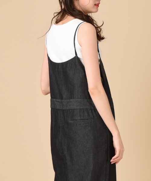 blanc basque（ブランバスク）の「【ＢＬＡＮＣ　ｂａｓｑｕｅ】ライトデニムサロペット（サロペット/オーバーオール・レディース・ブラック/インディゴブルー・FREE）」の6枚目の写真