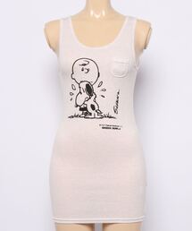 SNOOPY（スヌーピー）の「SNOOPY R/Pu Stretch Rib T/T(SNOOPY&CHARLIE)/スヌーピー ストレッチ リブ タンクトップ（タンクトップ）」