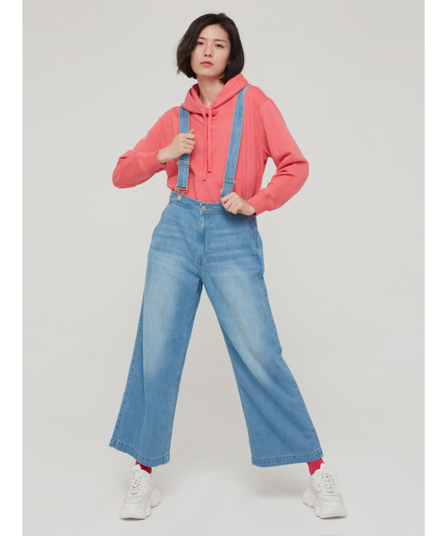 GAP デニムサロペット ライトブルー ワイドレッグ - メルカリ