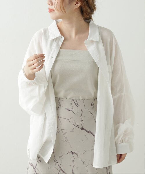 RAY CASSIN（レイカズン）の「BIGドロショルシャツ（シャツ/ブラウス・レディース・ベージュ/パープル/オフホワイト・FREE）」の2枚目の写真