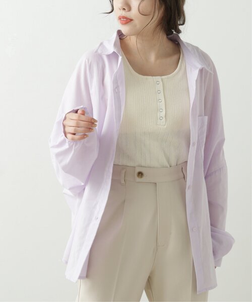 RAY CASSIN（レイカズン）の「BIGドロショルシャツ（シャツ/ブラウス・レディース・ベージュ/パープル/オフホワイト・FREE）」の16枚目の写真