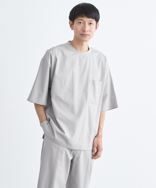 Loungewear tokyo（ラウンジウェアトウキョウ）の「【セットアップ】麻レーヨンリラックス オーバーサイズ1ポケット半袖Tシャツ＆ラウンジテーパードワイドイージーパンツ ワンマイルウェア（ルームウェア/パジャマ・メンズ・ブラック/ベージュ/ネイビー/カーキ/グレー系その他/キナリ・M/L/XL）」の18枚目の写真