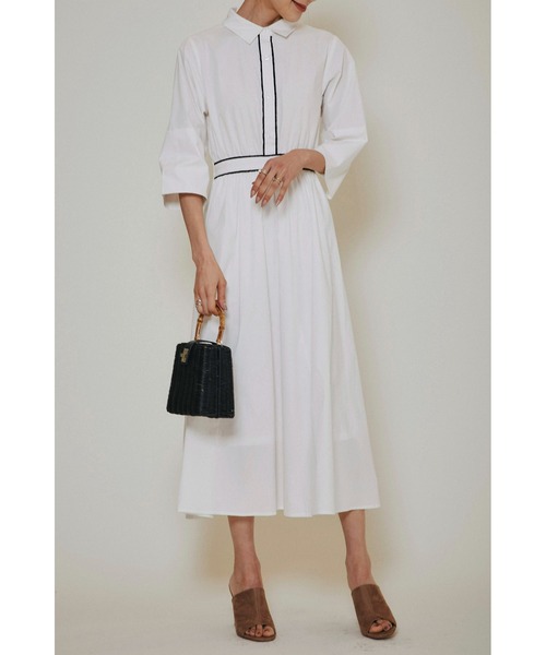 &. NOSTALGIA(アンドドットノスタルジア)の「シャツパイピングワンピース(ワンピース・レディース・ホワイト/ベージュ・FREE)」の6枚目の写真