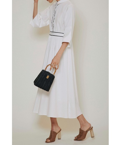 &. NOSTALGIA(アンドドットノスタルジア)の「シャツパイピングワンピース(ワンピース・レディース・ホワイト/ベージュ・FREE)」の7枚目の写真