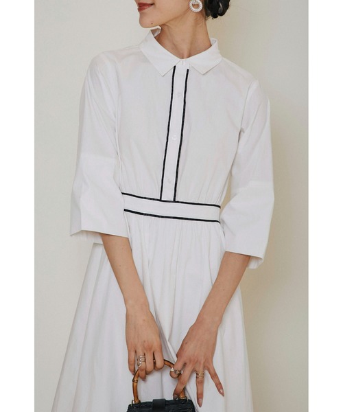 &. NOSTALGIA(アンドドットノスタルジア)の「シャツパイピングワンピース(ワンピース・レディース・ホワイト/ベージュ・FREE)」の13枚目の写真