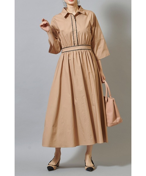 &. NOSTALGIA(アンドドットノスタルジア)の「シャツパイピングワンピース(ワンピース・レディース・ホワイト/ベージュ・FREE)」の20枚目の写真