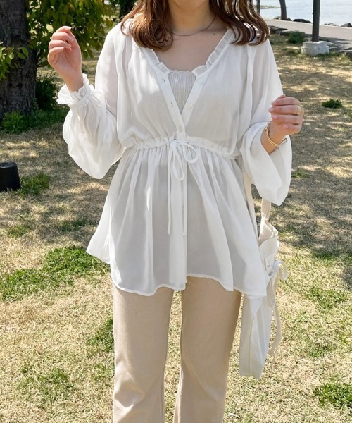 apres jour clair（アプレジュールクレア）の「【apres jour clair】clairカジュアルスタイル３点SET【ZOZOTOWN限定アイテム】（シャツ/ブラウス・レディース・モカ/アイボリー/オフホワイト・X-LARGE/フリー）」の4枚目の写真