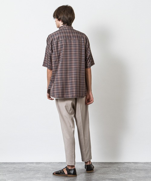 SLICK（スリック）の「レーヨンヴィンテージチェックドロップショルダーシャツ（シャツ/ブラウス・メンズ・ベージュ/ブラウン・1/2/3）」の9枚目の写真