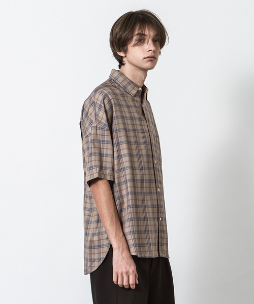SLICK（スリック）の「レーヨンヴィンテージチェックドロップショルダーシャツ（シャツ/ブラウス・メンズ・ベージュ/ブラウン・1/2/3）」の11枚目の写真