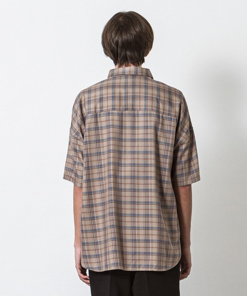 SLICK（スリック）の「レーヨンヴィンテージチェックドロップショルダーシャツ（シャツ/ブラウス・メンズ・ベージュ/ブラウン・1/2/3）」の12枚目の写真