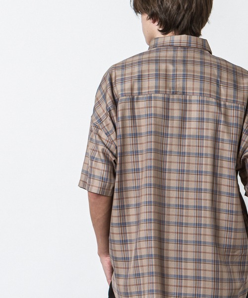SLICK（スリック）の「レーヨンヴィンテージチェックドロップショルダーシャツ（シャツ/ブラウス・メンズ・ベージュ/ブラウン・1/2/3）」の14枚目の写真