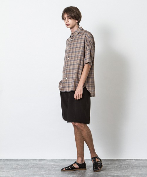 SLICK（スリック）の「レーヨンヴィンテージチェックドロップショルダーシャツ（シャツ/ブラウス・メンズ・ベージュ/ブラウン・1/2/3）」の15枚目の写真