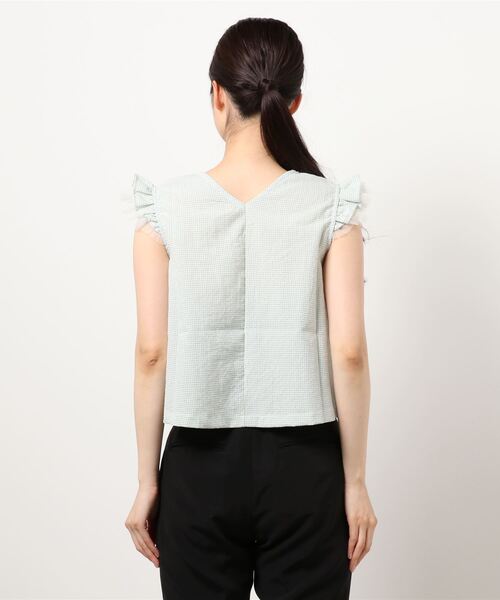 flower(フラワー)の「フラップチュールトップ2(Tシャツ/カットソー・レディース・ブラック/ベージュ/ホワイト/グリーン・FREE)」の6枚目の写真