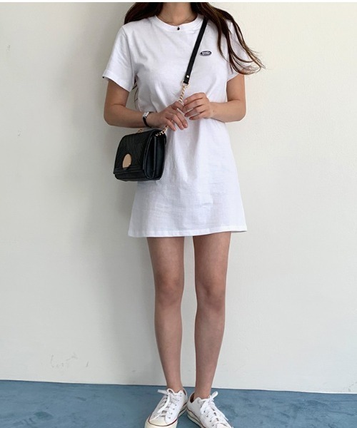 muahmuah(ムーアムーア)の「『muah muah/ムーアムーア』SIGNATURE WAPPEN MINI ONE-PIECE/ワッペン ミニ丈ワンピース(ワンピース・レディース・アイボリー/グレー/ブラック/ホワイト/ライトブルー・FREE)」の12枚目の写真