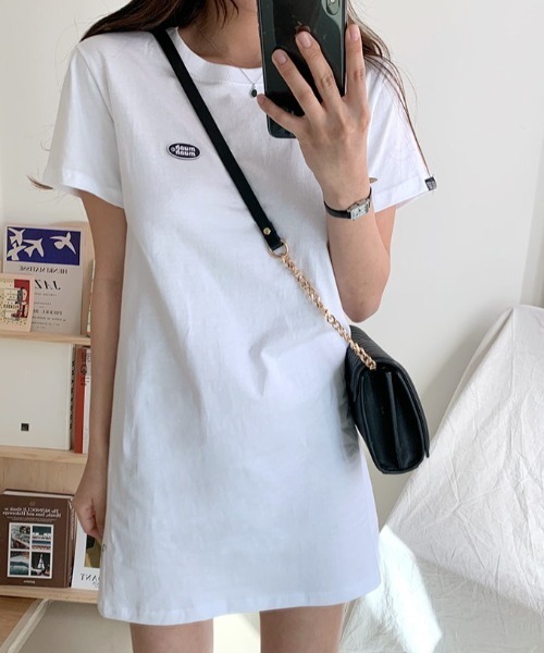 muahmuah(ムーアムーア)の「『muah muah/ムーアムーア』SIGNATURE WAPPEN MINI ONE-PIECE/ワッペン ミニ丈ワンピース(ワンピース・レディース・アイボリー/グレー/ブラック/ホワイト/ライトブルー・FREE)」の13枚目の写真