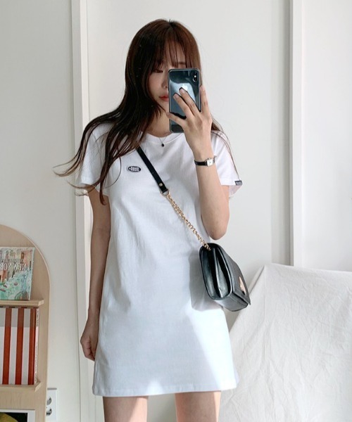muahmuah(ムーアムーア)の「『muah muah/ムーアムーア』SIGNATURE WAPPEN MINI ONE-PIECE/ワッペン ミニ丈ワンピース(ワンピース・レディース・アイボリー/グレー/ブラック/ホワイト/ライトブルー・FREE)」の14枚目の写真