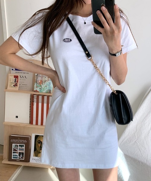 muahmuah(ムーアムーア)の「『muah muah/ムーアムーア』SIGNATURE WAPPEN MINI ONE-PIECE/ワッペン ミニ丈ワンピース(ワンピース・レディース・アイボリー/グレー/ブラック/ホワイト/ライトブルー・FREE)」の15枚目の写真