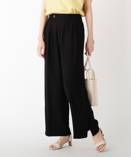 OPAQUE.CLIP（オペークドットクリップ）の「◆CAFFISI ドレープツイル サイドベンツパンツ【WEB限定カラー・サイズ】（その他パンツ・レディース・キャメル/ガンメタ/ブラック系7/サンドベージュ・40/34/38/36/42）」の2枚目の写真