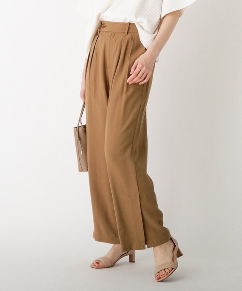 OPAQUE.CLIP（オペークドットクリップ）の「◆CAFFISI ドレープツイル サイドベンツパンツ【WEB限定カラー・サイズ】（その他パンツ・レディース・キャメル/ガンメタ/ブラック系7/サンドベージュ・40/34/38/36/42）」の3枚目の写真