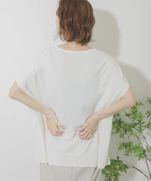 SENSE OF PLACE by URBAN RESEARCH（センスオブプレイスバイアーバンリサーチ）の「フレンチスリーブニットトップ（ニット/セーター・レディース・イエロー/オフホワイト/グレー/ブラウン/ブラック・ONE）」の15枚目の写真