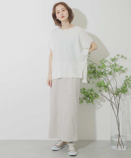 SENSE OF PLACE by URBAN RESEARCH（センスオブプレイスバイアーバンリサーチ）の「フレンチスリーブニットトップ（ニット/セーター・レディース・イエロー/オフホワイト/グレー/ブラウン/ブラック・ONE）」の22枚目の写真