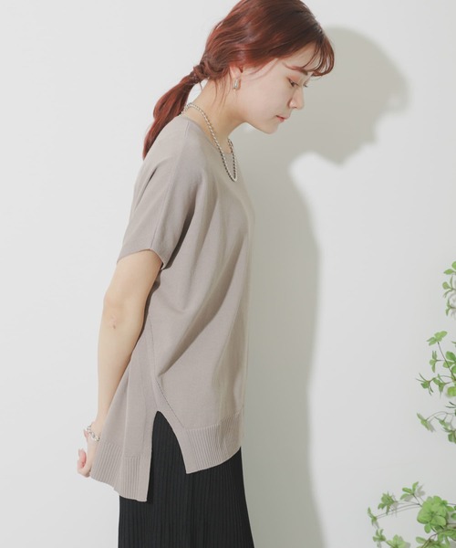 SENSE OF PLACE by URBAN RESEARCH（センスオブプレイスバイアーバンリサーチ）の「フレンチスリーブニットトップ（ニット/セーター・レディース・イエロー/オフホワイト/グレー/ブラウン/ブラック・ONE）」の16枚目の写真