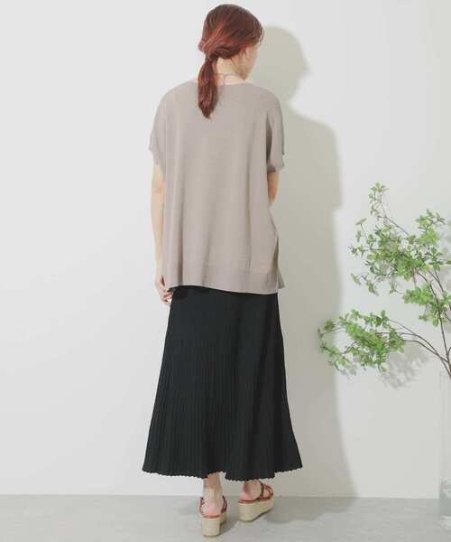 SENSE OF PLACE by URBAN RESEARCH（センスオブプレイスバイアーバンリサーチ）の「フレンチスリーブニットトップ（ニット/セーター・レディース・イエロー/オフホワイト/グレー/ブラウン/ブラック・ONE）」の8枚目の写真