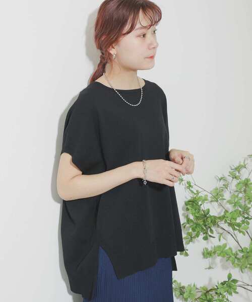 SENSE OF PLACE by URBAN RESEARCH（センスオブプレイスバイアーバンリサーチ）の「フレンチスリーブニットトップ（ニット/セーター・レディース・イエロー/オフホワイト/グレー/ブラウン/ブラック・ONE）」の10枚目の写真