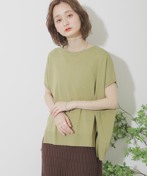 SENSE OF PLACE by URBAN RESEARCH（センスオブプレイスバイアーバンリサーチ）の「フレンチスリーブニットトップ（ニット/セーター・レディース・イエロー/オフホワイト/グレー/ブラウン/ブラック・ONE）」の19枚目の写真