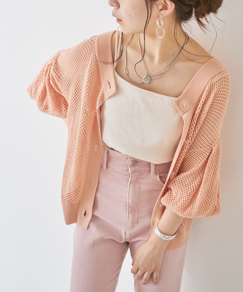 Chico（チコ）の「2wayクルーメッシュカーディガン（カーディガン/ボレロ・レディース・アイボリー/ブラック/ピンク/ライトベージュ・FREE）」の4枚目の写真