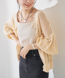 2wayクルーメッシュカーディガン