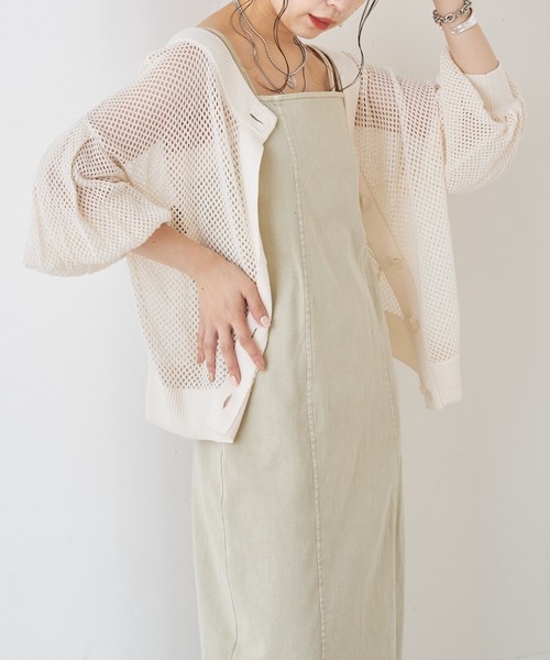 Chico（チコ）の「2wayクルーメッシュカーディガン（カーディガン/ボレロ・レディース・アイボリー/ブラック/ピンク/ライトベージュ・FREE）」の2枚目の写真