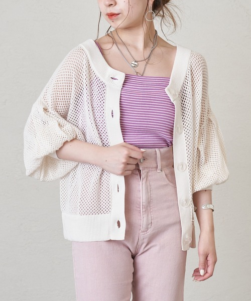 Chico（チコ）の「2wayクルーメッシュカーディガン（カーディガン/ボレロ・レディース・アイボリー/ブラック/ピンク/ライトベージュ・FREE）」の11枚目の写真