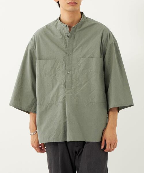 BRACTMENT（ブラクトメント）の「[ ブラクトメント ] BRACTMENT ワッシャー ホスピタルシャツ 5分袖（シャツ/ブラウス・メンズ・オリーブ/パープル・36/38/40）」の2枚目の写真