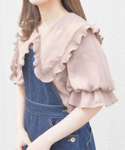 one after another NICE CLAUP（ワンアフターアナザーナイスクラップ）の「プリーツ衿ブラウス（シャツ/ブラウス・レディース・グレー/オフホワイト/モカ/スミクロ・FREE）」の12枚目の写真