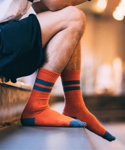C.E.L.STORE(セルストア)の「NODAL / ノーダル SIGNATURE SOCKS(ソックス/靴下・メンズ・ブルー/チャコール/ホワイト×ネイビー/グリーン/マルチ/オレンジ・LARGE)」の5枚目の写真