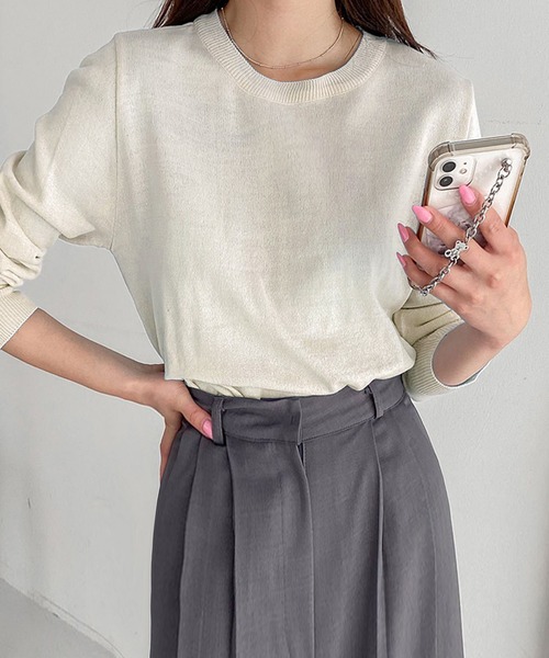 fd style（エフディ スタイル）の「【Chuzchuz】ベーシックラウンドニット（ニット/セーター・レディース・ブラック/ベージュ/オリーブ/ピンク/アイボリー/ブルー系その他・FREE）」の2枚目の写真