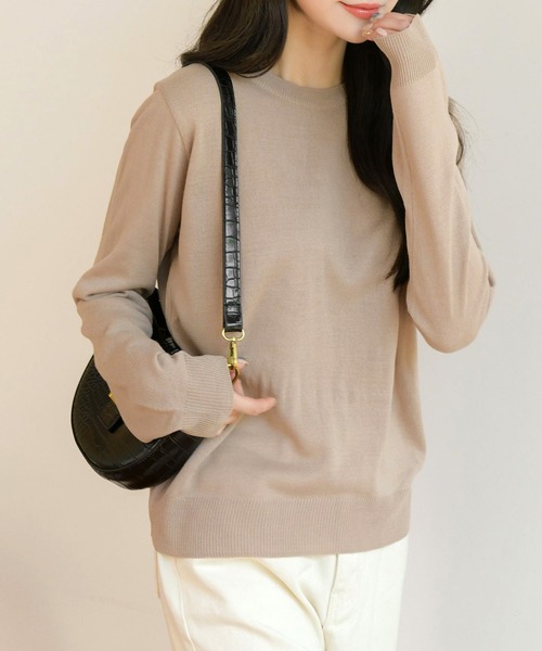 fd style（エフディ スタイル）の「【Chuzchuz】ベーシックラウンドニット（ニット/セーター・レディース・ブラック/ベージュ/オリーブ/ピンク/アイボリー/ブルー系その他・FREE）」の10枚目の写真